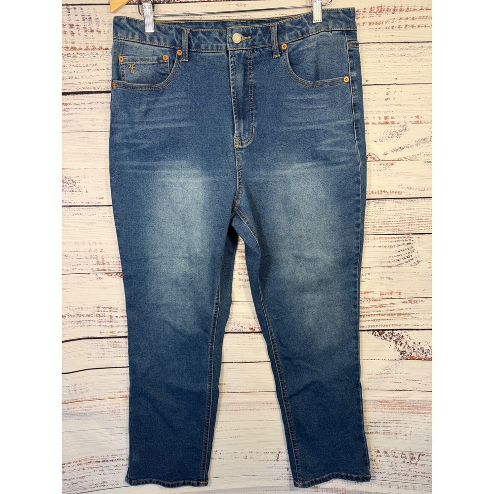 Frye Straight Leg Jeans Women 12/31 Blue Medium Wash High Rise Stretch Denim